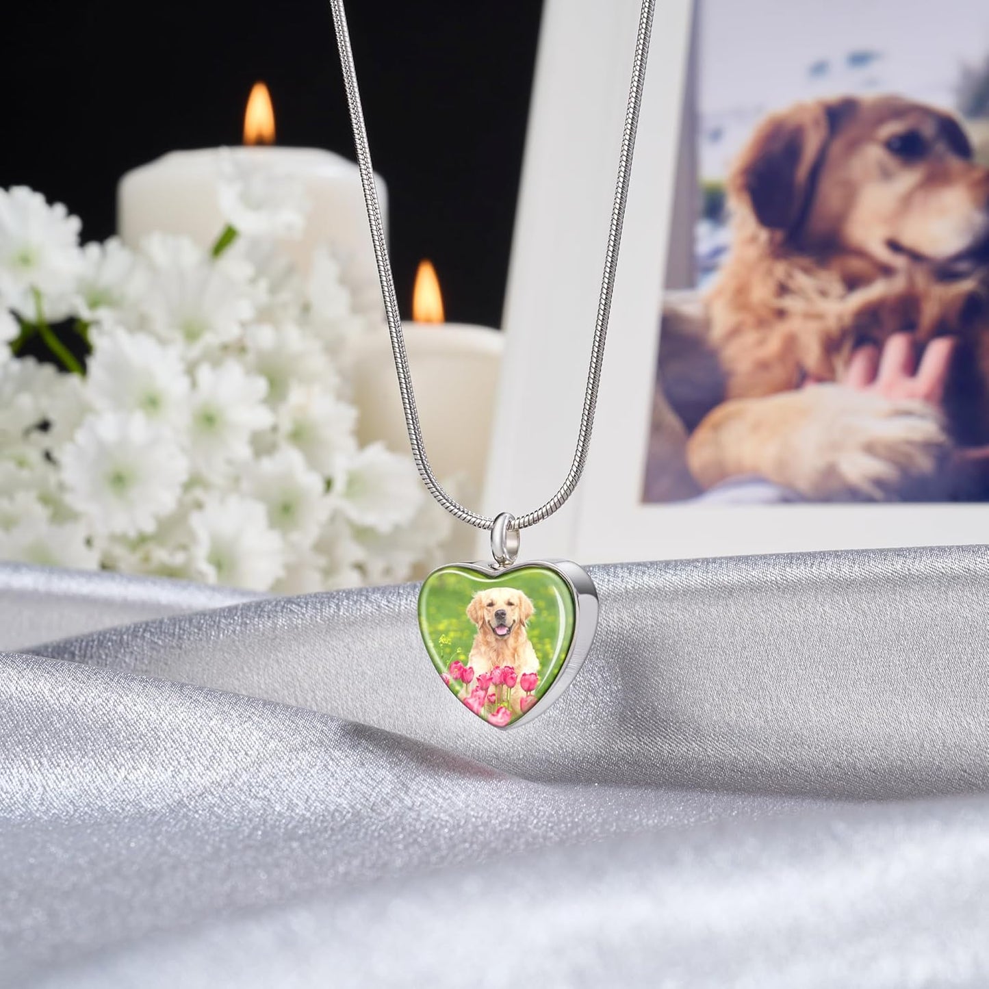 Fanery Sue Pet Ashes Necklace Cremation Jewelry Personalized Picture&Quote Memorial Gifts for Loss of Dog/Cat Urn Necklaces Pets Loss Sympathy Gift Keepsake for Women