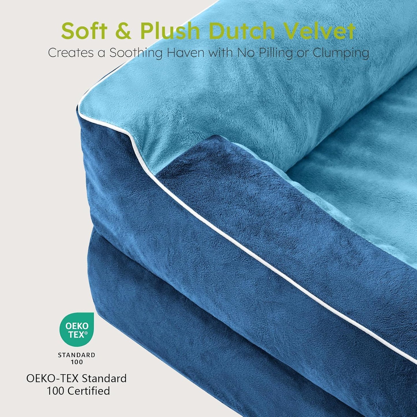 Extra Large Dog Bed, Orthopedic Dog Bed with Cooling Gel Memory Foam, Waterproof XL Pet Bed with Removable Washable Cover, 42" Pet Sofa Couch Dutch Velvet with Bone Toy, Navy Blue