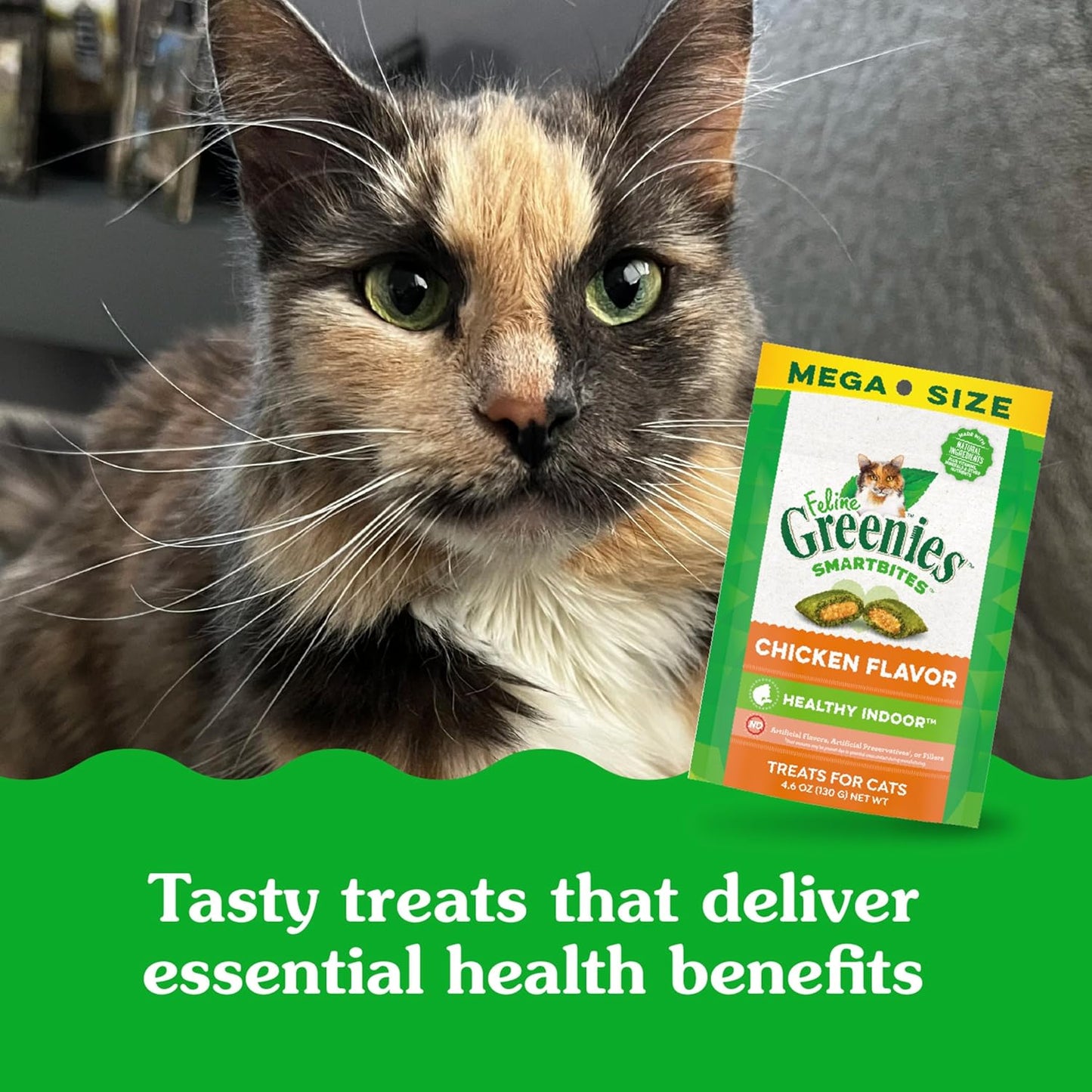 Greenies Feline Smartbites Healthy Indoor Cat Treats, Chicken Flavor, 4.6 oz. Pack