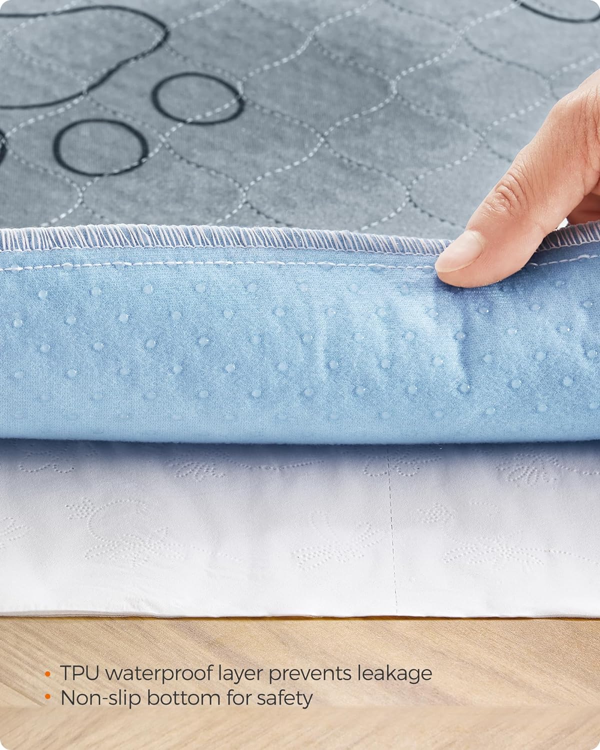 Feandrea Washable Dog Pee Pad, 2 Pack, Reusable, 24 x 18 Inches, S, Waterproof Pet Training, Leakproof, Non-Slip, Super Absorbent, Gray UPTD018G01