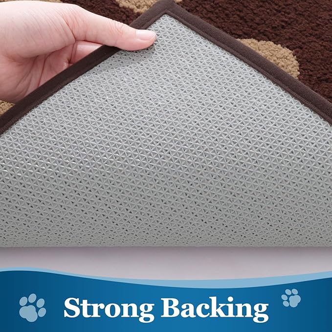 Buganda Dog Door Mat for Muddy Paws, Absorbent Dirt Trapper Washable Indoor Doormats, Non Slip Low-Profile Mud Mat for Dogs, Front Entrance Doormat for Inside Floor (70x24 Inches, Brown)