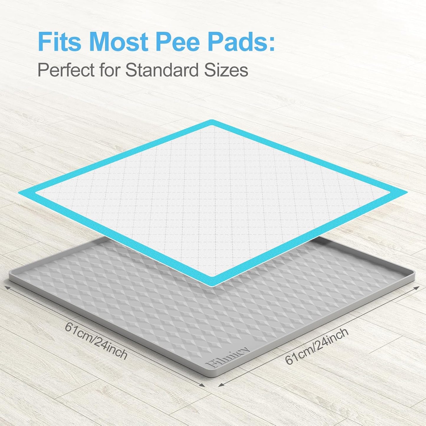 Pee Pad Holder for Dogs,Silicone Dog Puppy Pad Holder, 24 x 24 No Spill Raised Lip High Edge,Portable, Leak-Proof Mat Holder for Dog Training Pads,Square Potty Trays for Home Floor Protection
