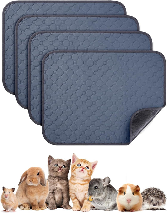 4 Pack 12" x 12" Guinea Pig Cage Liner, Washable Reusable Guinea Pig Bedding, Waterproof Absorbent Guinea Pig Pee Pad Non-Slip Mat for Small Animals Rabbit Hamster Rat Chinchilla
