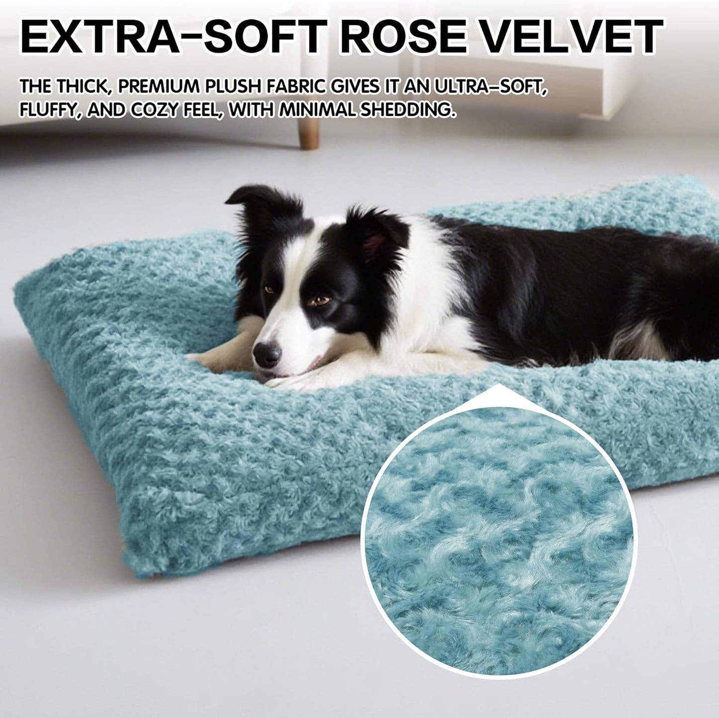Dog Bed Washable Pet Bed,Dog Crate Bed Washable Cushion with Anti-Slip Bottom,Calming Anti-Anxiety Pet Bed with Non-Slip Bottom for Small&Medium&Large Dogs and Cat,Sea Blue(M)