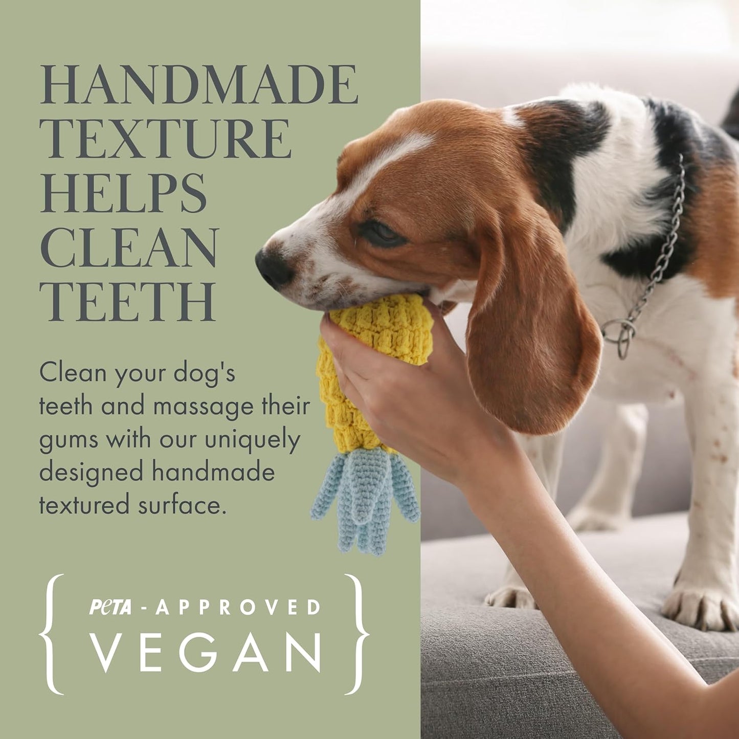 Organic Cotton Squeaky Dog Toys Fruits & Veggies Dog Toy Pack - Handmade Knit Dog Accessories, for Small Medium Dogs, Puppy Essentials and Puppy Toys Perfect Dog Gift