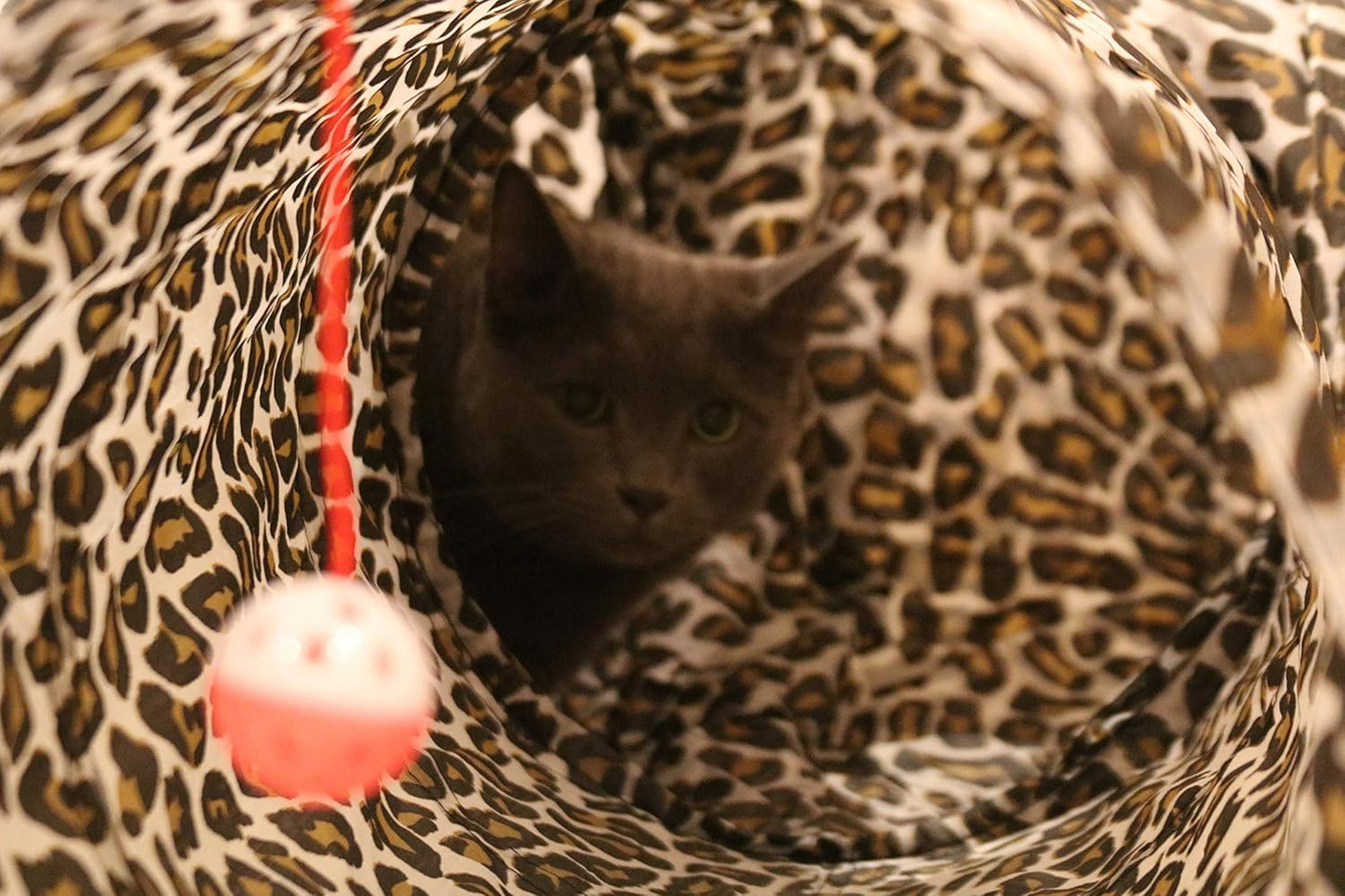 Feline Ruff 3 Way Cat Tunnel. Extra Large 12 Inch Diameter and Extra Long. A Big Collapsible Play Toy. Wide Pet Tunnel Tube for Rabbits, Kittens, Large Cats, and Dogs (Animal Print)