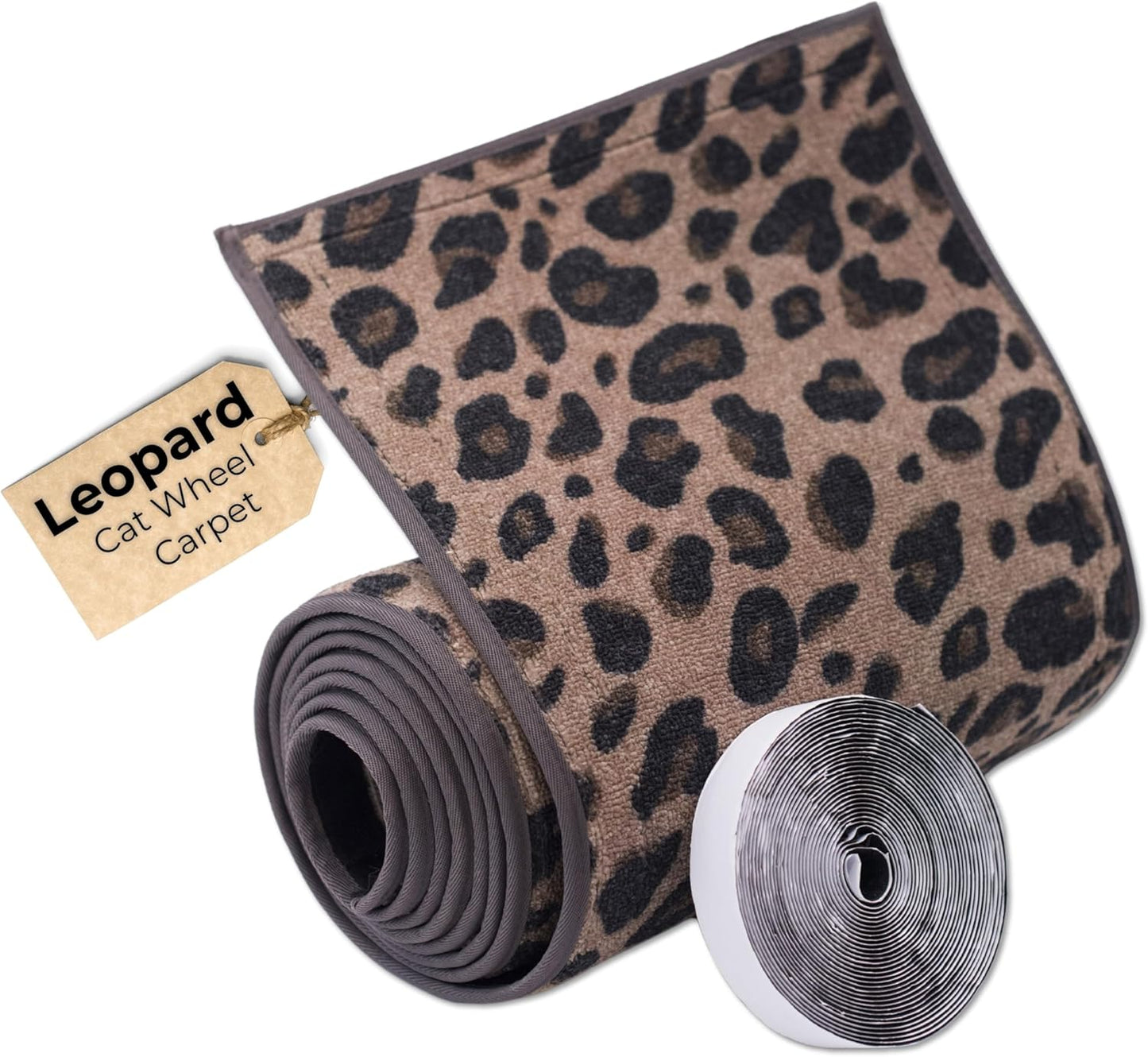 Luxury Leopard Replacement Carpet for Cat Exercise Wheel (139'' x 14.55'') – Non-Slip Large Cat Treadmill Mat for Indoor Exercise – Soft, Durable, and Easy to Install