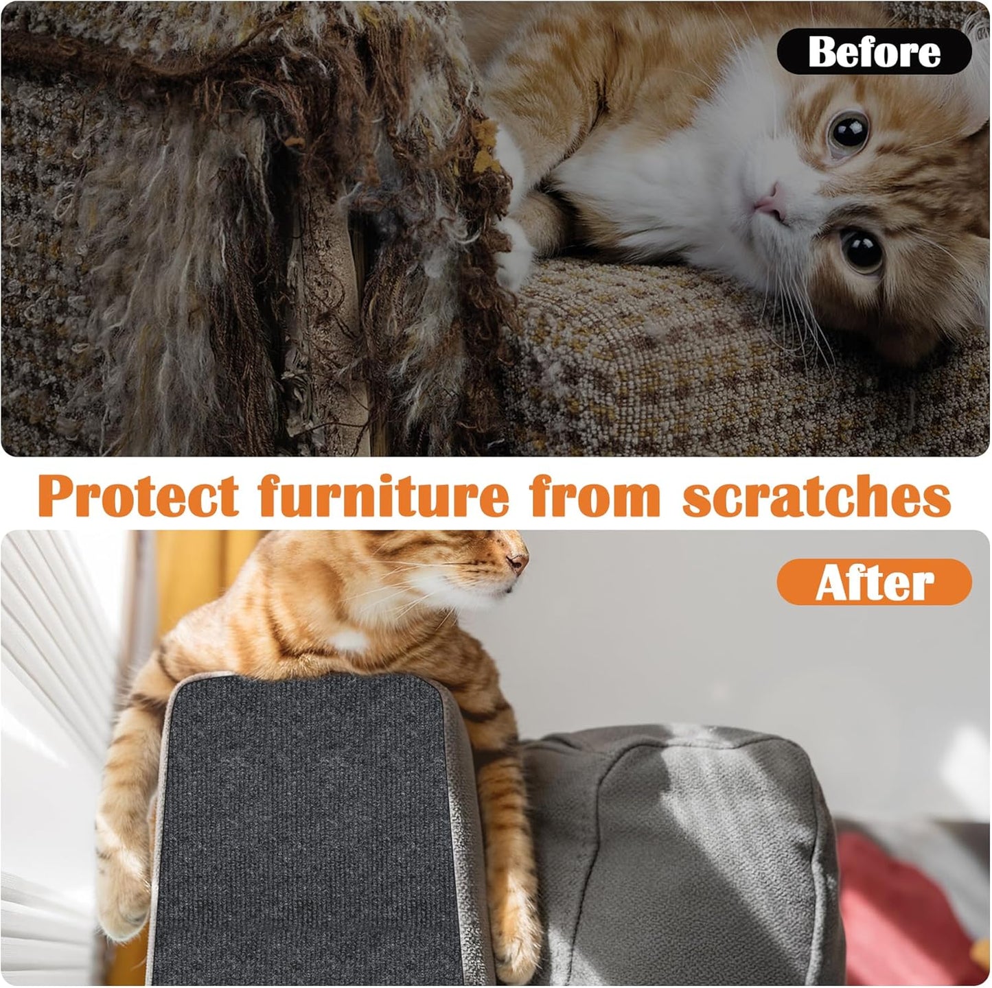 Couch Protector from Cat Claws - 78.7" x 15.8" Trimmable Self-Adhesive Cats Claws Scratch Pads, Cat DIY Climbing Cats Scratch Mat Tree Replacement Indoor (Dark Gray)