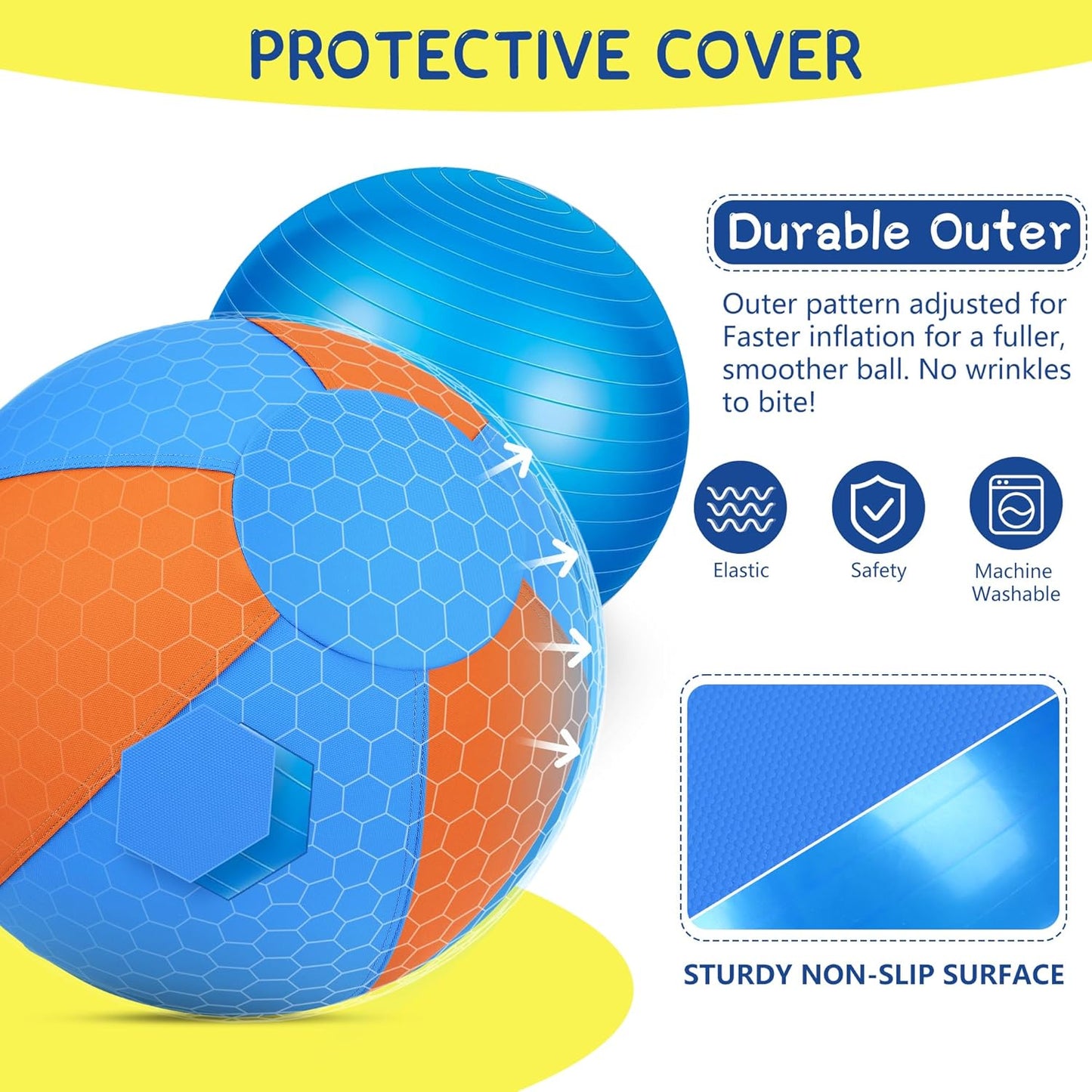 Herding Ball for Dogs and Horses - 25" Jolly Ball for Dogs, Agility Training Equipment, Herding for Australian/German Shepherd, Improved Bite-Resistant, Reinforced Sewing Dog Toys - Blue&Orange Large