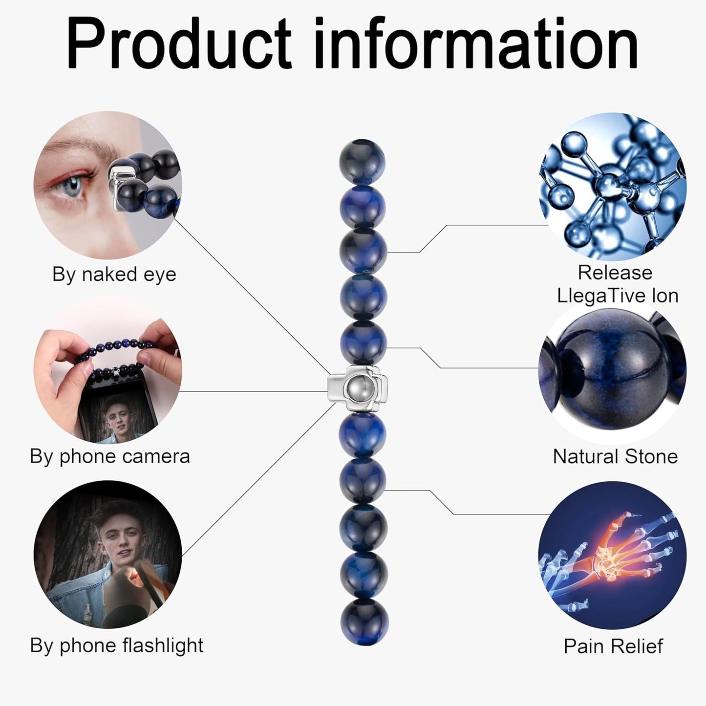 EMIRISTIC Custom Photo Bracelet - Personalized Picture Natural Stone Cuban Chain Bracelet - Any Special Day Gifts