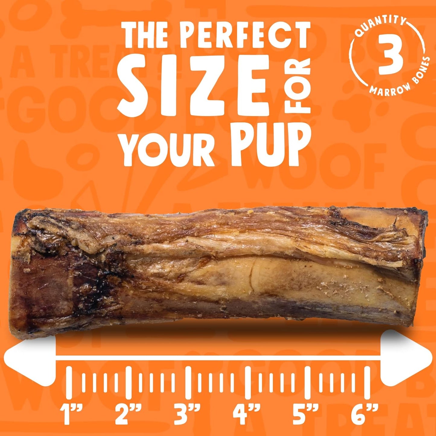 Marrow Bones for Dogs, Long Lasting Dog Bones for Large Dogs, 6" Marrow Bone, Natural Beef Bone (3 Pack)
