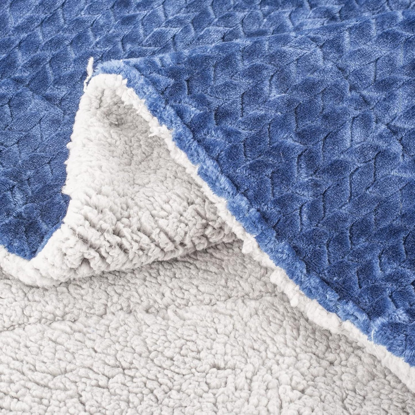 Fuzzy Blanket or Fluffy Blanket for Baby Girl or boy, Soft Warm Cozy Coral Fleece Toddler, Infant or Newborn Receiving Blanket for Crib, Stroller, Travel, Outdoor, Decorative (40" x 48", MD-Dark Blue)