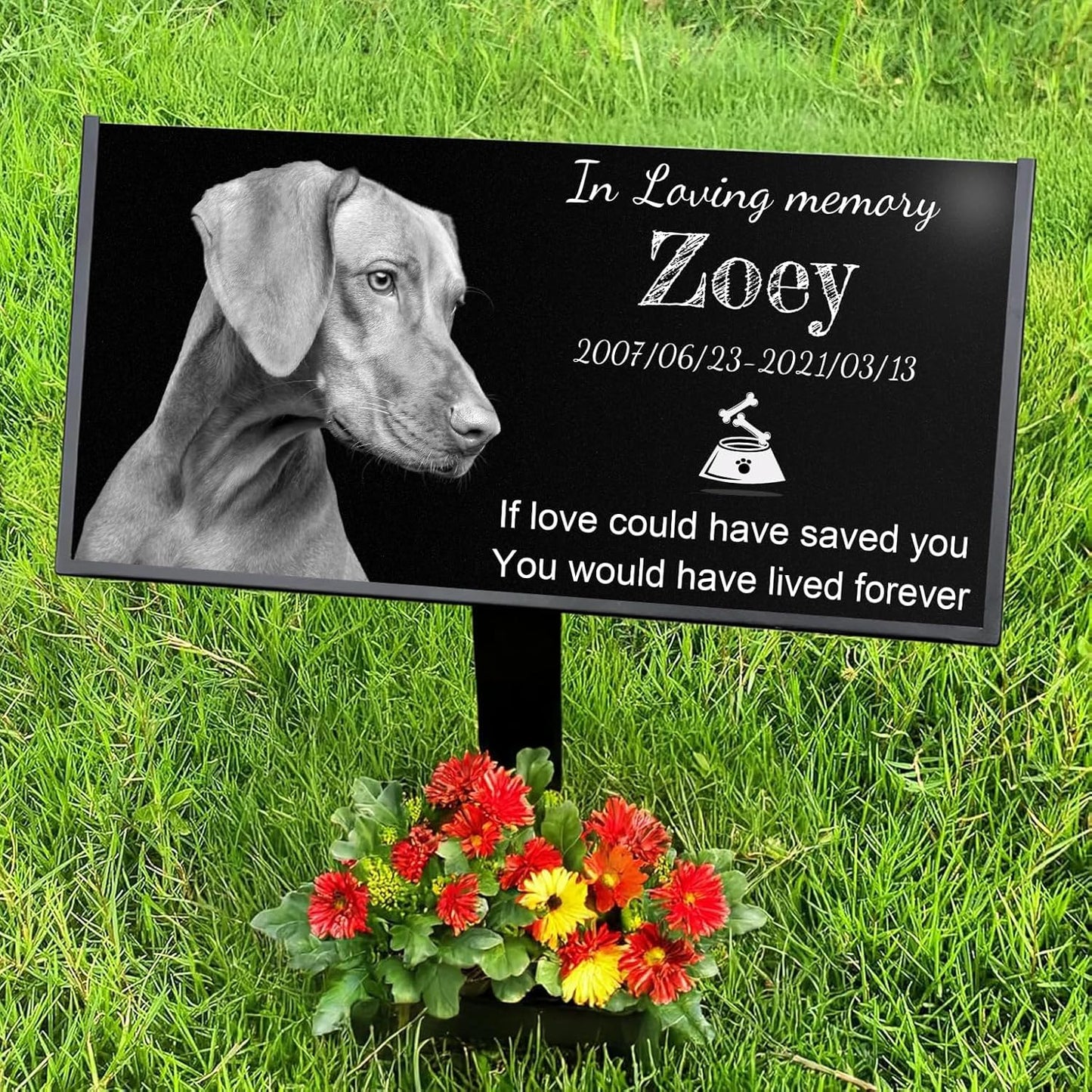 Memorial Stones Personalized,Headstone for Pet Dog, Cat,Animal Outdoor Mini Memorial plaque,Black Granite Memorial Garden Stone Gravestone Markers, Dog Headstone Sympathy Gifts