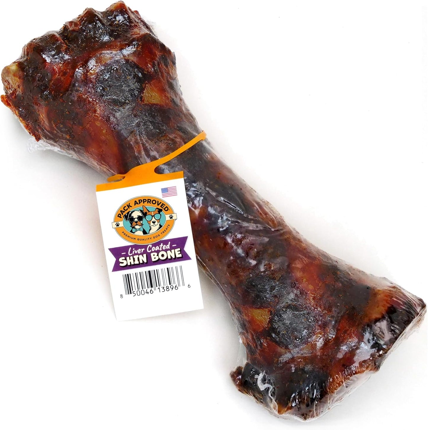 Beef Shin Bones for Dogs - Liver Coated Long Lasting Dog Chews for Aggressive Chewers - Rawhide-Free Big Bones for Large Dogs - Healthy Large Dog Bone (1 Pack)