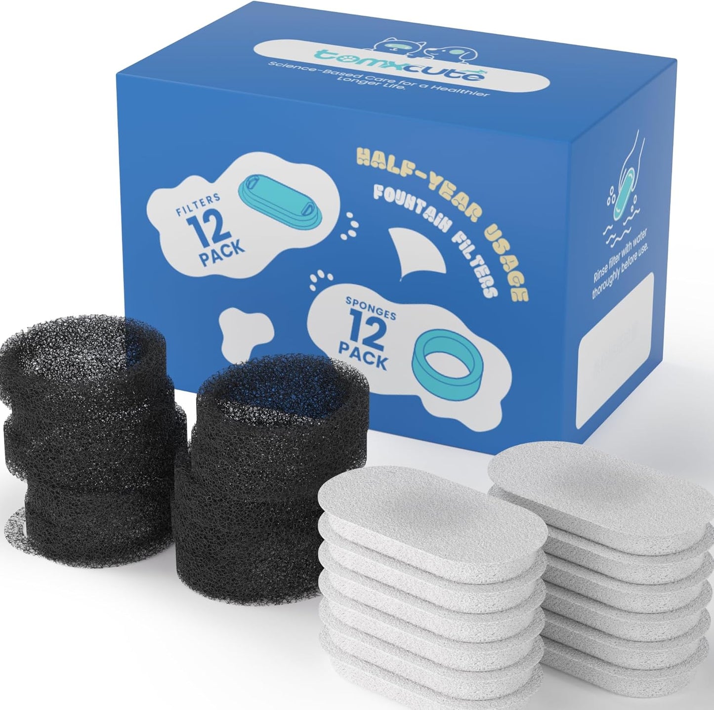 Tomxcute Cat Water Fountain, 3.2L/108oz Automatic Stainless Steel Pet Fountain Dog Water Dispenser, Ultra-Quiet Pump and 3 Replacement Filters & for Cats, Dogs, Multiple Pets