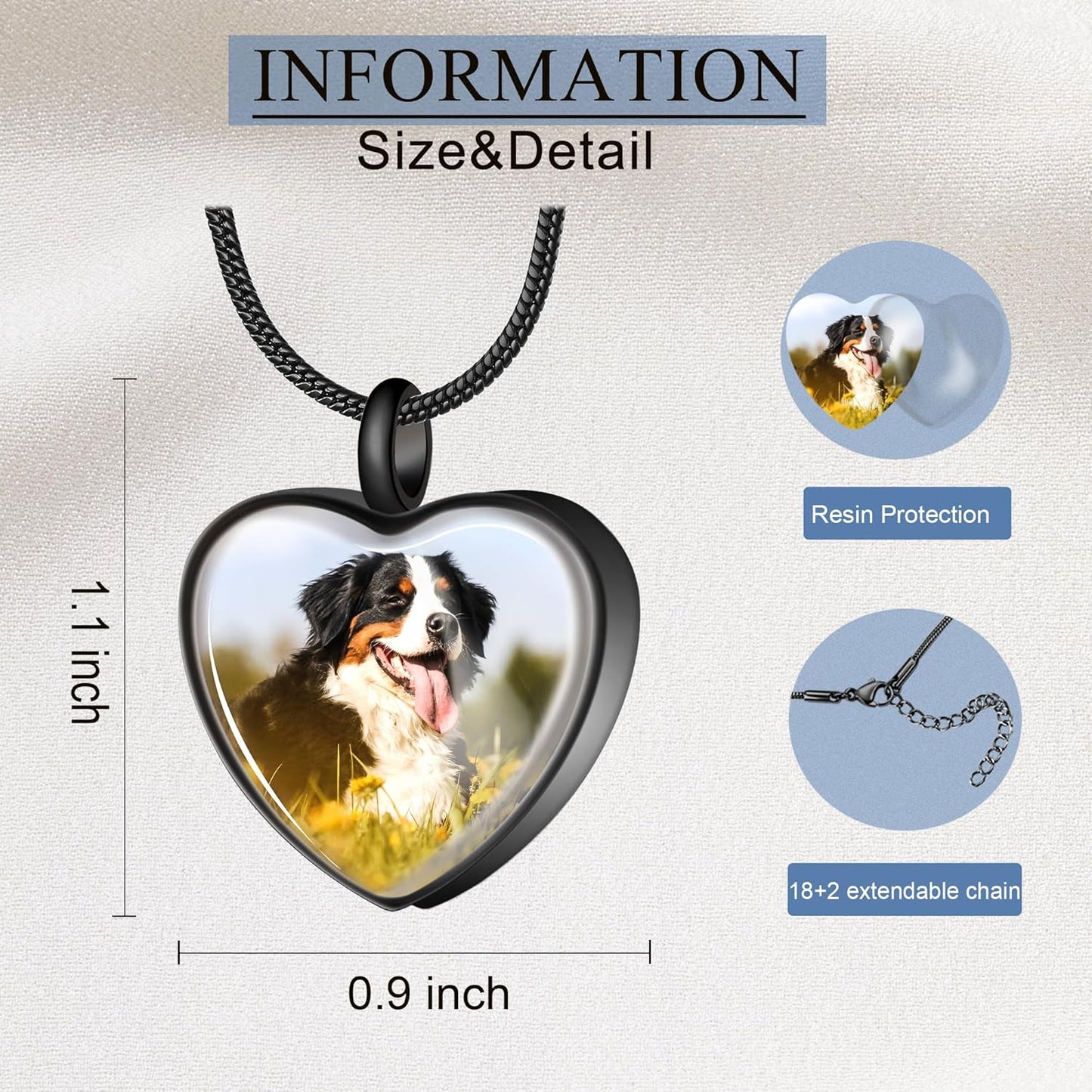 Fanery Sue Pet Ashes Necklace Cremation Jewelry Personalized Picture&Quote Memorial Gifts for Loss of Dog/Cat Urn Necklaces Pets Loss Sympathy Gift Keepsake for Women