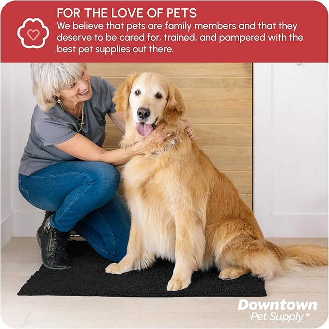 My Doggy Place Microfiber Dog Mat for Muddy Paws, 36" x 26" Black - Absorbent and Quick-Drying Dog Paw Cleaning Mat, Washer and Dryer Safe - Non-Slip Rubber Backed Dog Floor Mat, Large