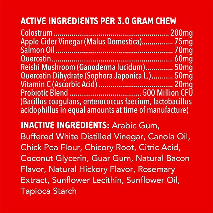 iHeartDogs Allergy & Itch Relief for Dogs with Salmon Oil, Quercetin, Colostrum, Antioxidants and Probiotics - 90 Count