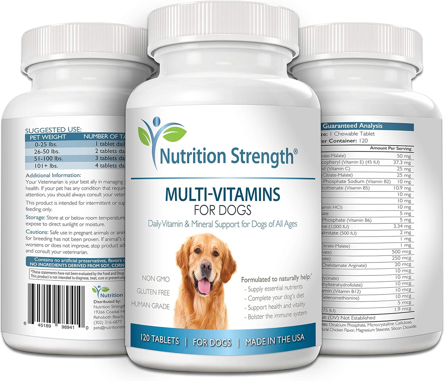 Multivitamins for Dogs, Daily Vitamin and Mineral Support, Nutritional Dog Supplements for All Canine Breeds and Sizes, Promotes Immune Health in Pets, 120 Chewable Tablets