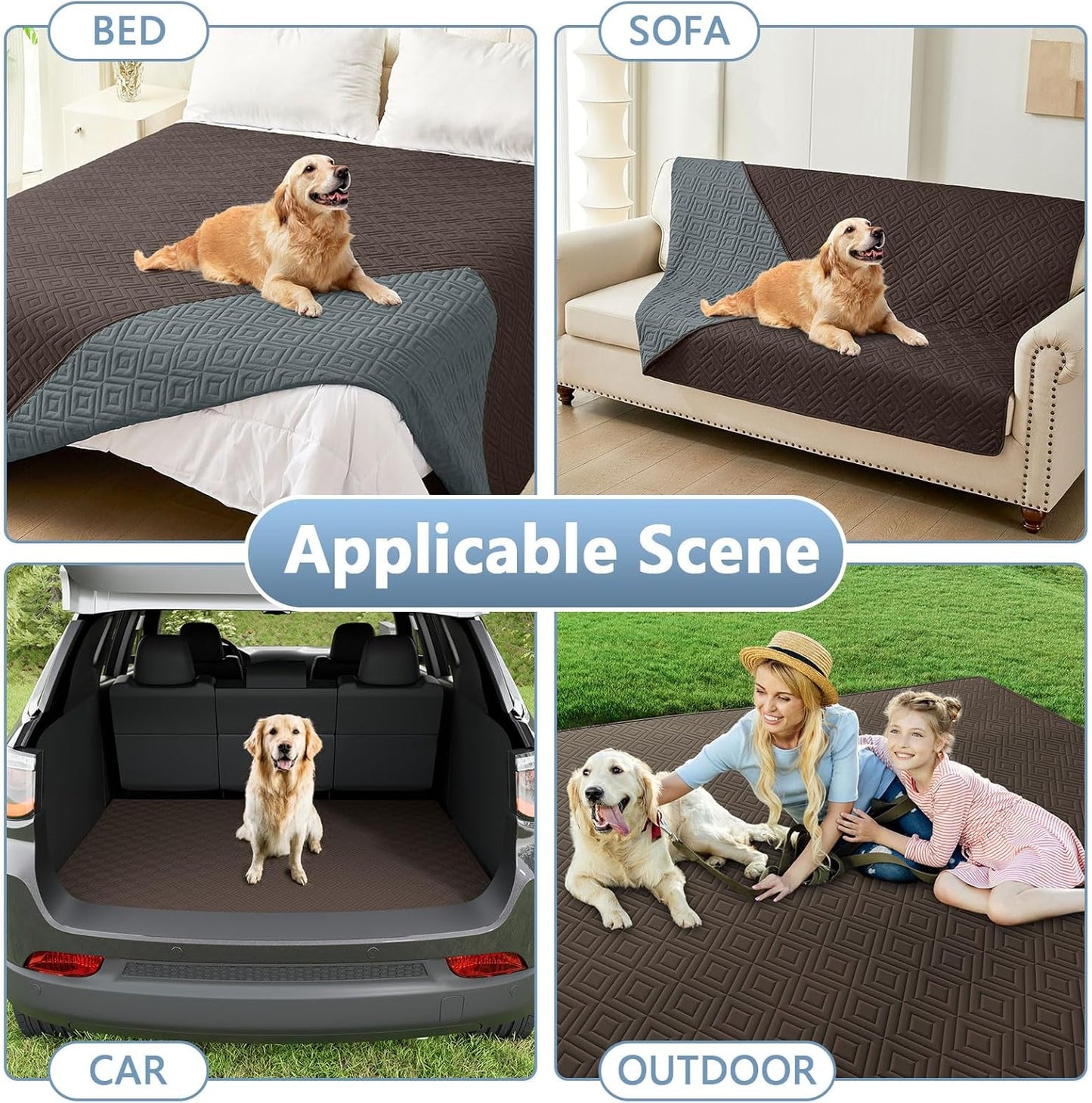 hyha Waterproof Dog Blanket, Soft Pet Bed Blankets, Waterproof Sofa Couch Cover for Dogs Washable, Reversible Pet Couch Covers for Sofa Furniture (40x50 Inch, Chocolate/Dark Grey)