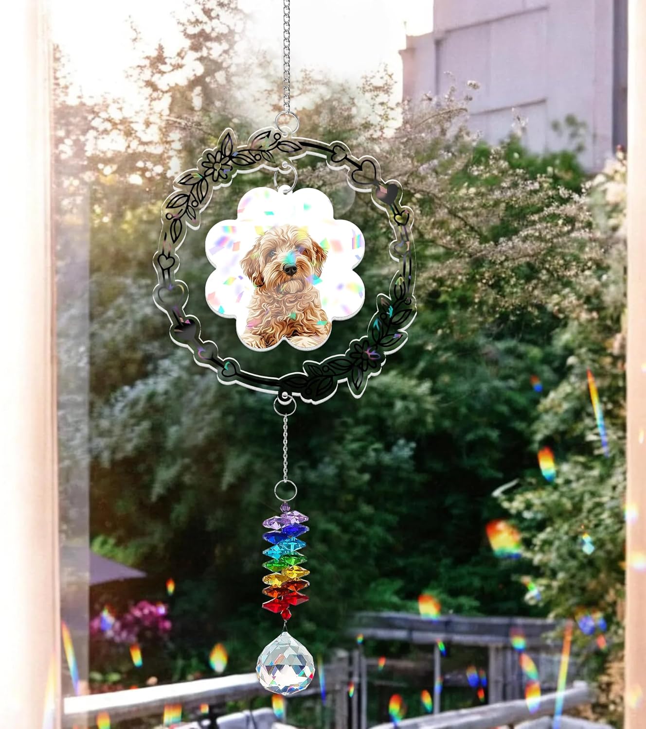 Personalized Dog Memorial Ornament Loss of Pet - Christmas, Birthday, Remembrance Gift for Pet Lovers from Family - Custom Photo, Date - Dog Suncatcher Keepsake Decoration