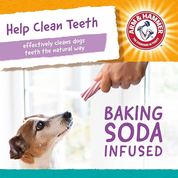 Arm & Hammer for Pets Smoothies Dental Treats for Dogs with Baking Soda and Calcium, Treat Chews Help Fight Bad Breath, Plaque & Tartar Without Brushing, Mint Blueberry, 8 Pcs (Packaging May Vary)