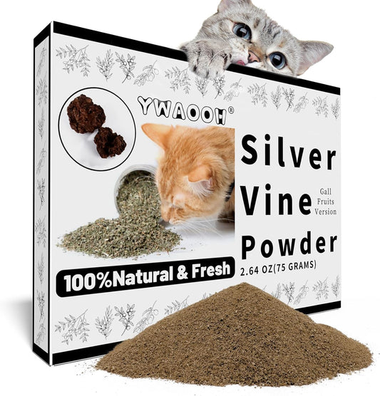 Cat Toys - Silvervine Powder 75g with 5 Little Pouches (Upgrade), Catnip Alternative, 100% Natural Silver Vine Gall Fruit Powder, Matatabi Cat Toy, Suitable for All Cat Ages