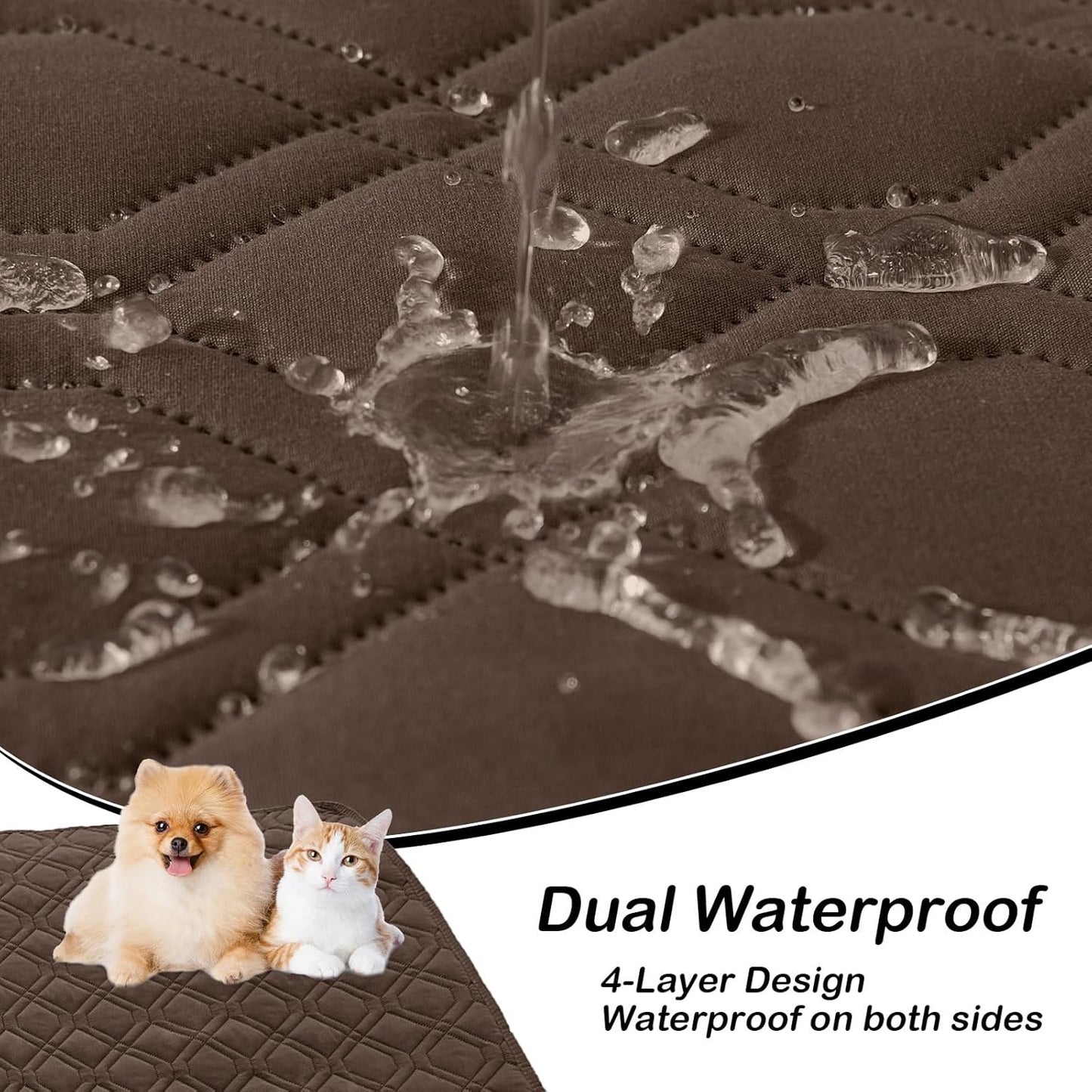 hyha Waterproof Dog Bed Blanket, Soft Pet Blankets, Waterproof Couch Cover for Dogs, Reversible Sofa Covers Washable for Furniture (40x50 Inch, Chocolate/Dark Grey)
