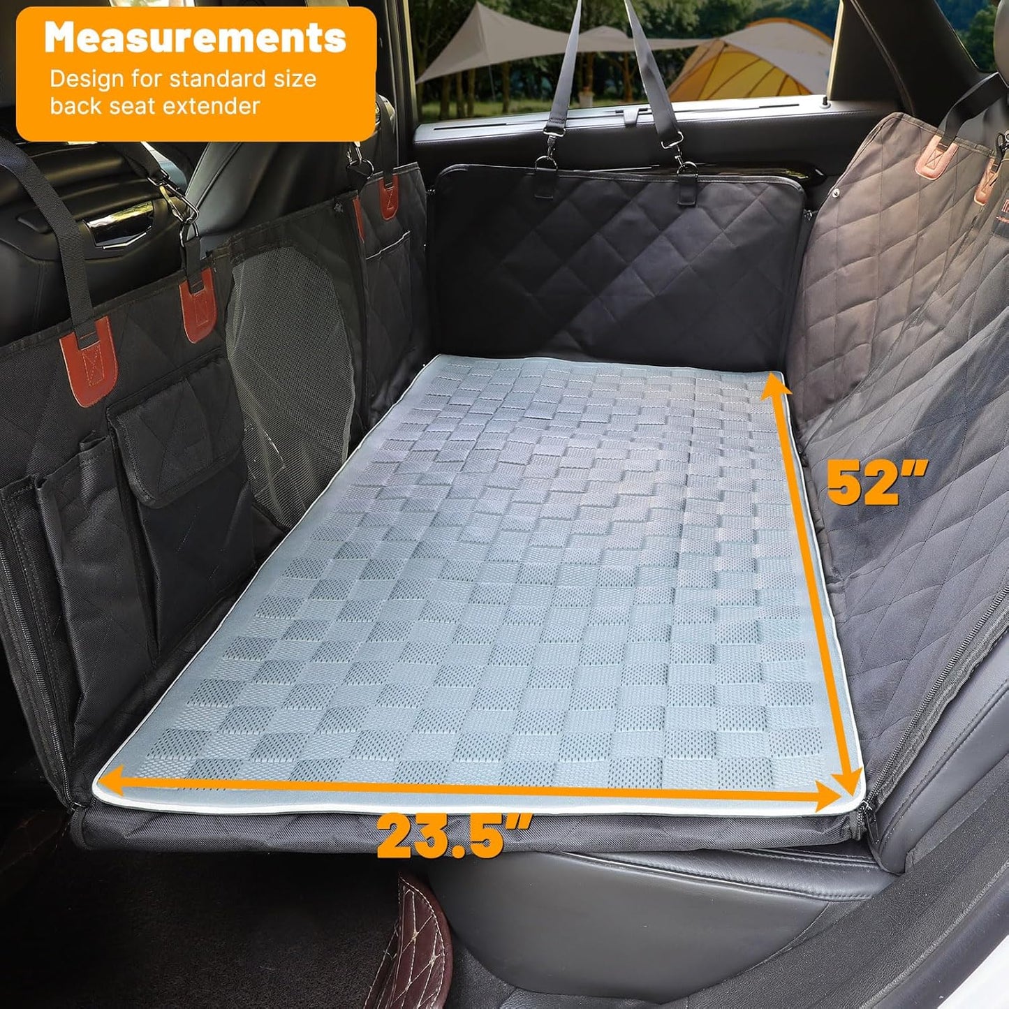 Manificent Non-Slip Pet Bed Mat for Back Seat Extender, Hair Resistant Dog Blanket for Hard Bottom Dog Car Seat Cover, Anti Slip Pet Linner Backseat Cover Deep Gray