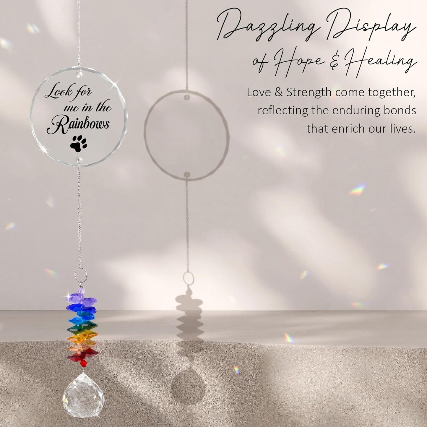 Pet Memorial Suncatcher - Dog Cat Loss Sympathy Gift - Rainbow Crystal Prism - Bereavement Keepsake - Pet Lover Gift - Daily Remembrance - Suncatcher Ornament