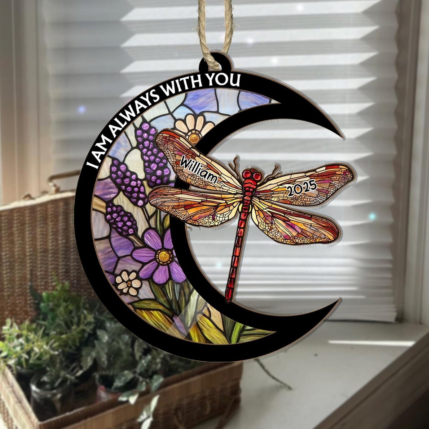 Personalized Dragonfly Suncatcher Ornament - Dragonfly Gifts for Women, Dragonflies Gifts for Women Dragonflies Lovers, Gift for Mother's Day, Birthday Anniversary for Mom from Daughter Son