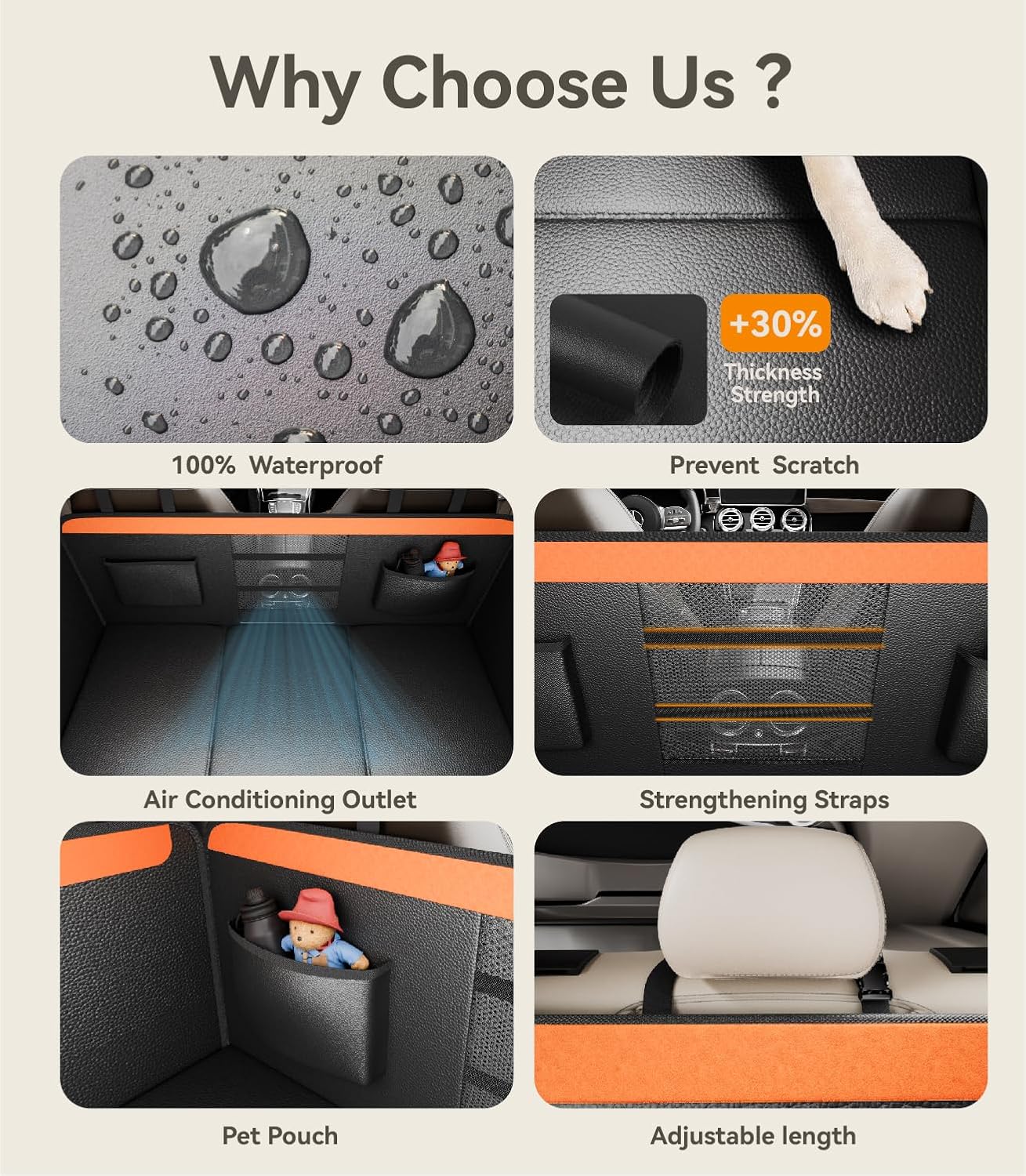 Back Seat Extender for Dogs,Upgraded PU Leather Dog Car Cover for Back Seat with Hard Bottom Holds 400lbs,Waterproof Seat Protector Dog Hammock for Car, Universal Fits SUV Small Truck