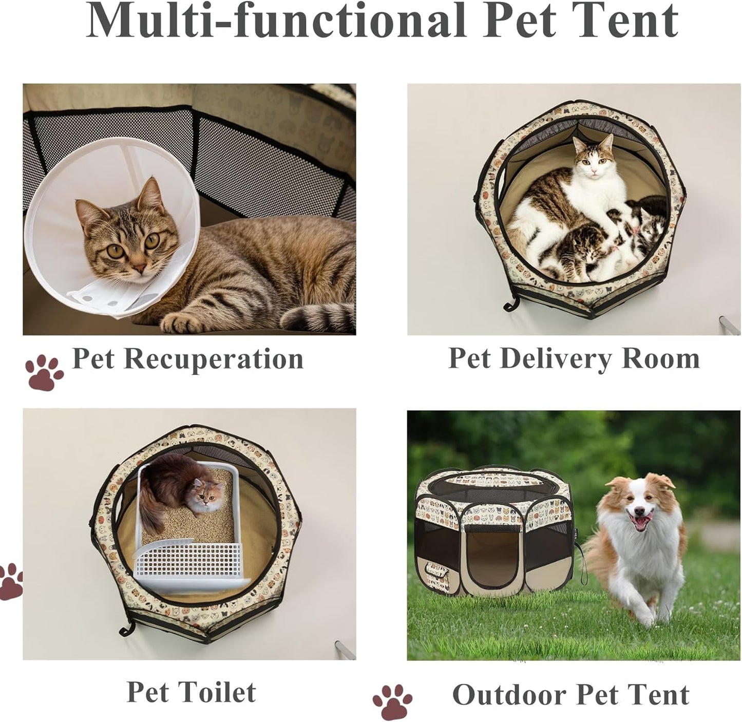 Dog Playpen Waterproof Foldable Pet Play Pens Puppy Playpen Indoor for Puppy Pet - Portable Small Animal & Toddler Play Pen with Washable Pet Cushion, Carrying Case (29"x29"x18.5")