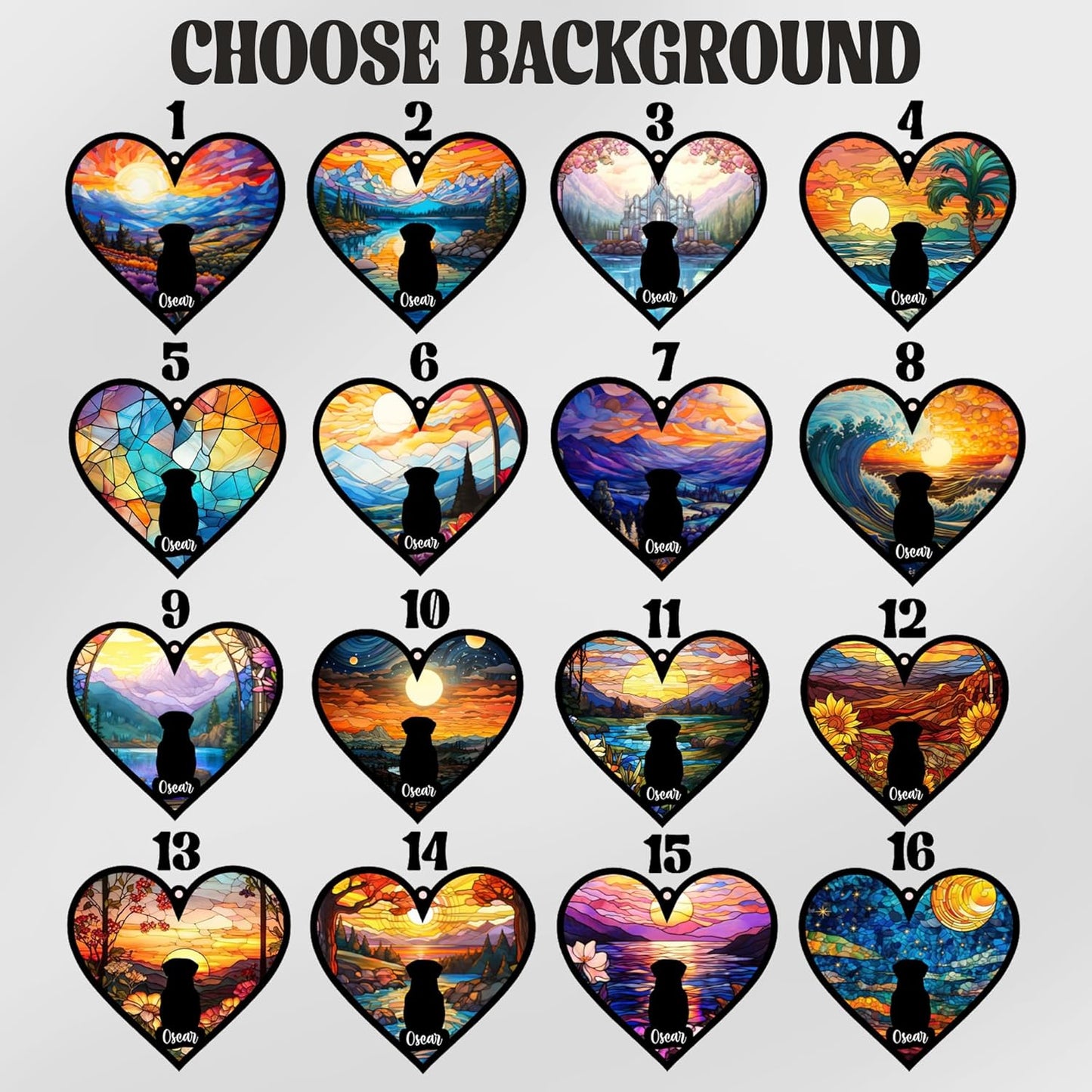 Personalized Dog Memorial Suncatcher, Heart Shape Custom Name Sympathy Ornament Window Car Hanging, Loss of Pet Death, in Loving Memory Gift, Dog Ornaments by Breed for Pet Lovers