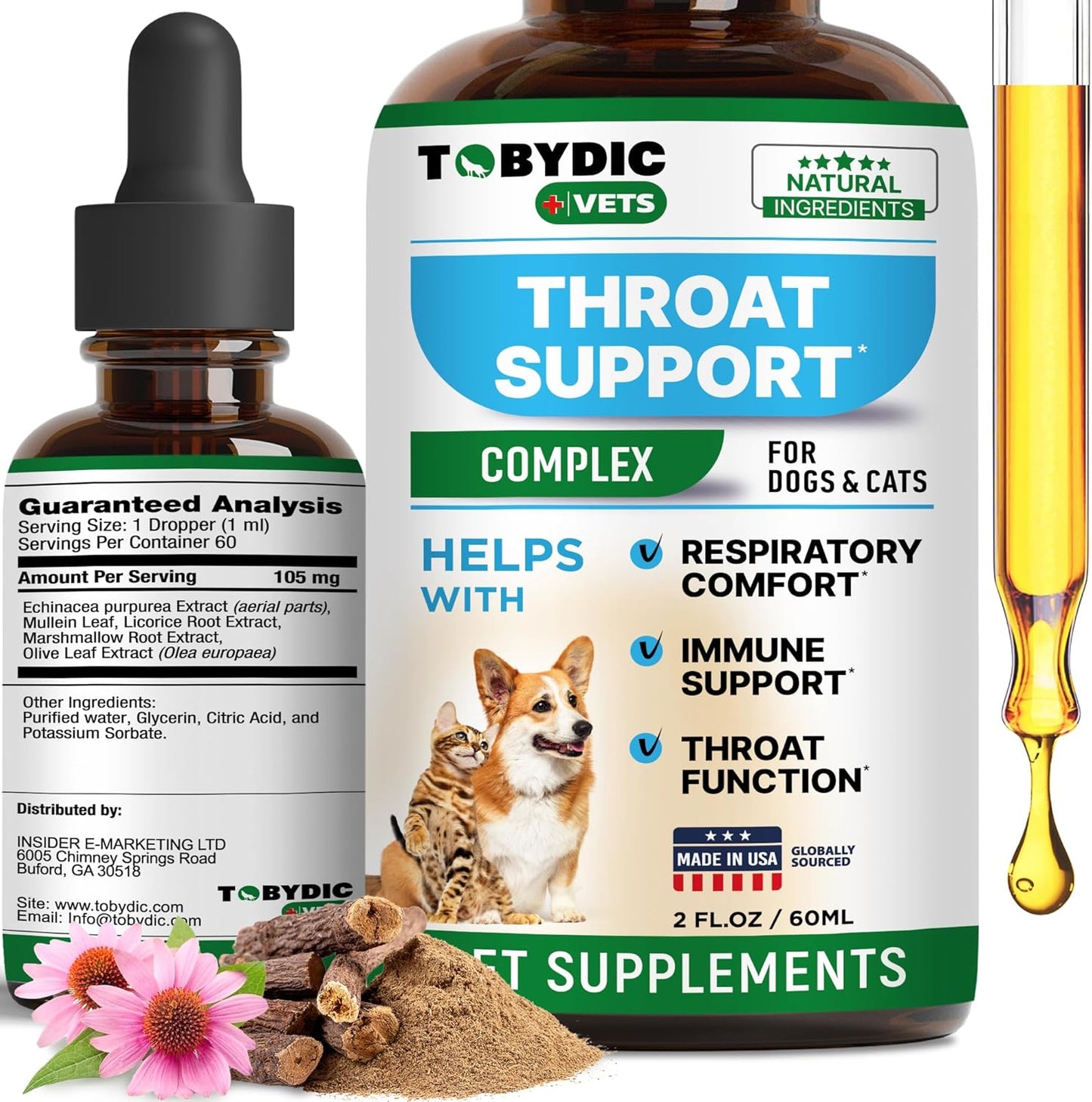 Dry & Wet Kennel Cough Natural Medicine & Relief for Dogs and Cats - Herbal Treatment Support Helps to Soothe Throat & Respiratory Trachea Comfort Supplement for Pets - Made in USA