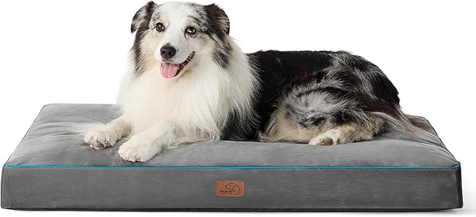 Bedsure XL Washable Dog Crate Bed - 3 Inch Thicken Up to 90lbs Pet Mat Pillows with Removable Washable Cover, Grey