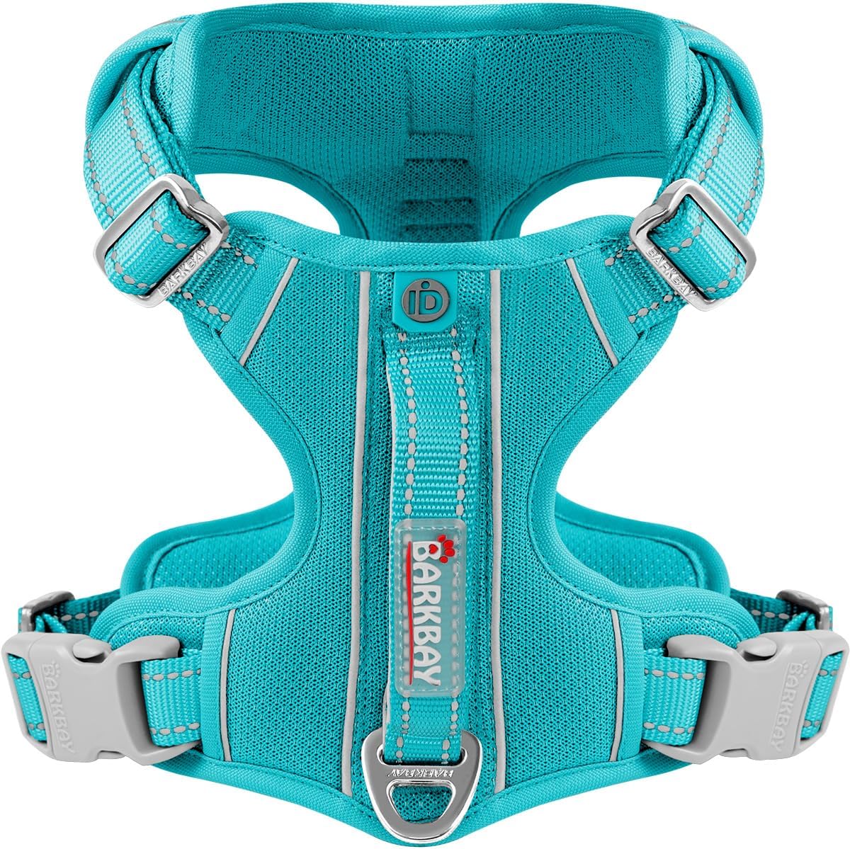 BARKBAY Dog Harness No Pull with ID Tag Pocket - Heavy Duty, Reflective, Easy Control for Large Dogs(Ocean Blue,M)