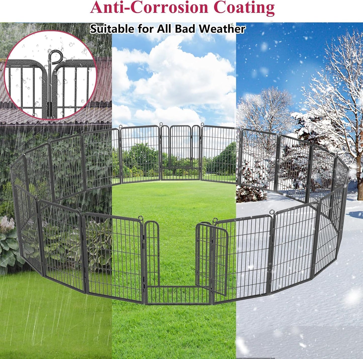 Dog Playpen, 32inch 20 Panels Outdoor Dog Fence Indoor Dog Pen Anti-Rust Pet Puppy Pen Dog Exercise Pen with Lock for Medium Small Dogs, Portable Pet Fence for Yard RV Camping