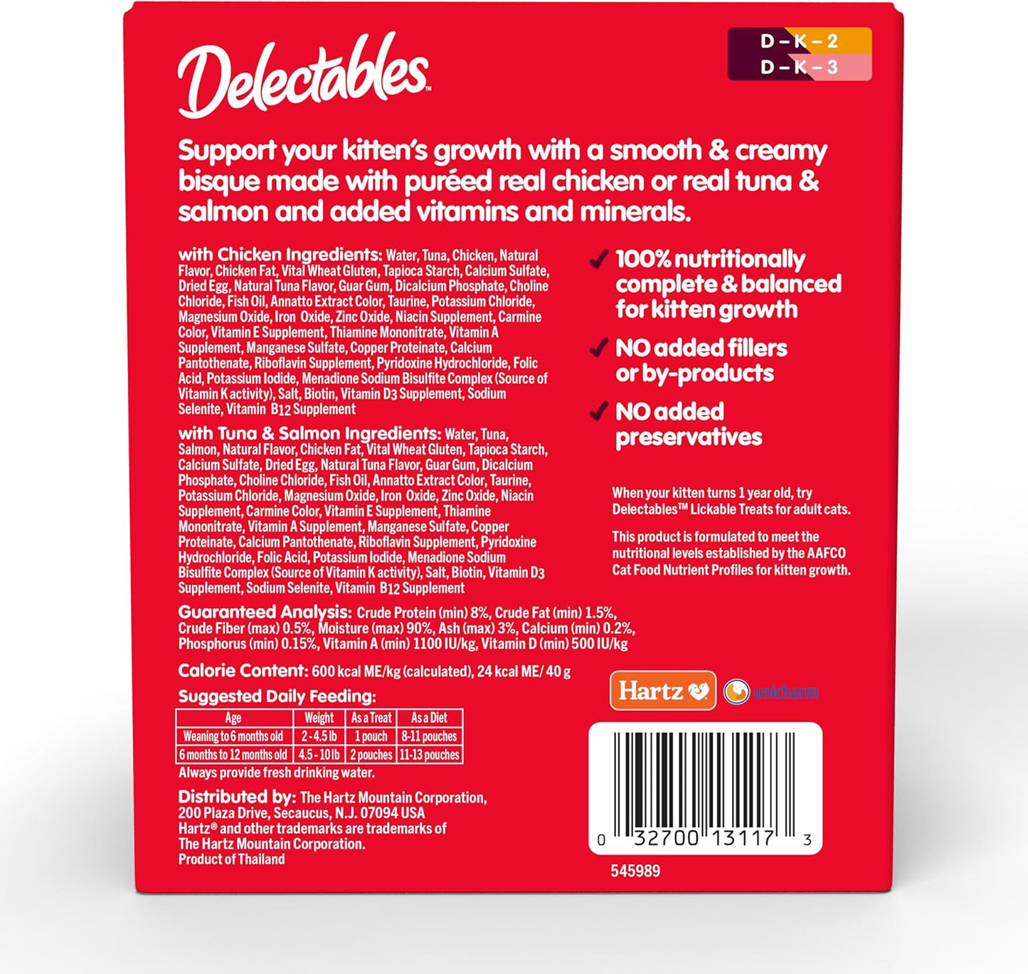 Hartz Delectables Bisque for Kittens, Complete & Balanced Variety Pack Cat Wet Lickable Treats, 12 Count