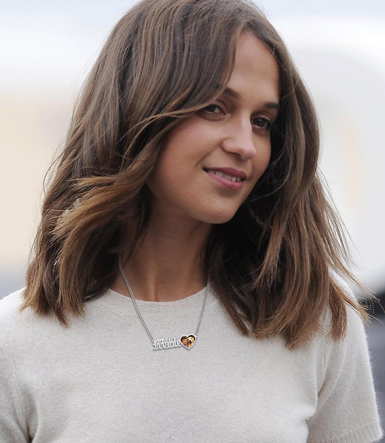 CharmSStory Personalized Photo Necklaces Custom Engraved Name Necklace Memory Keepsake Picture Necklace Pendant Customized Gifts for Women Men