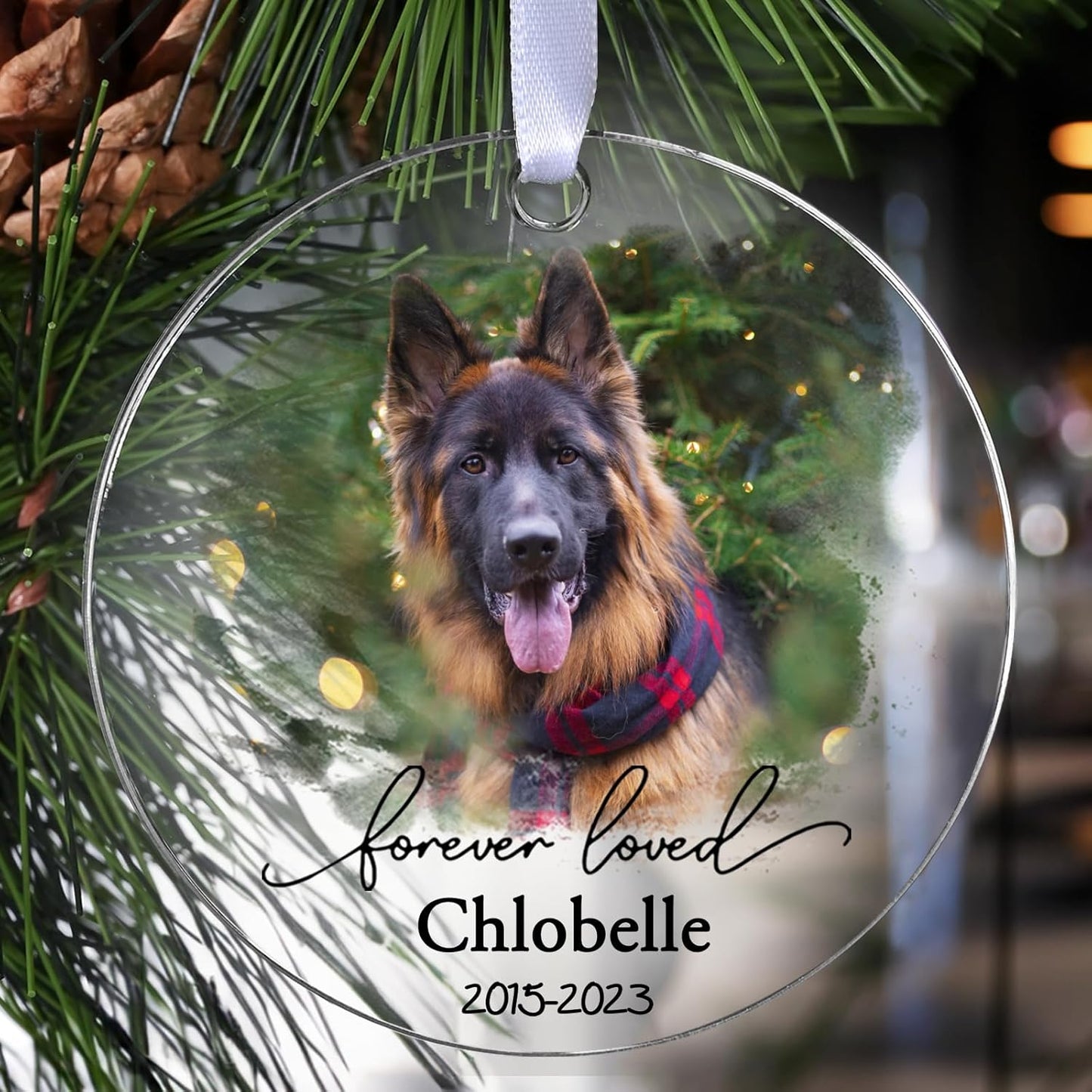 Personalized Dog Memorial Ornament, Touber Dog Christmas Ornaments, Forever Loved Dog Keepsake, Dog Loss Gifts, Pet Memorial Gifts for Dogs, in Loving Memory of Dog - Acrylic