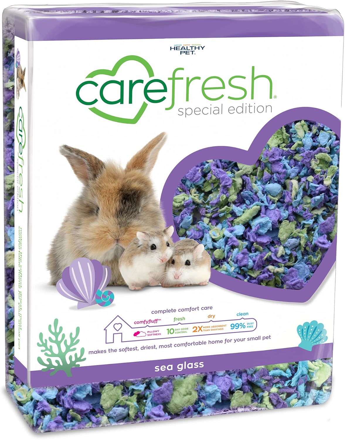 carefresh 99% Dust-Free Sea Glass Natural Paper Small Pet Bedding with Odor Control, 50 L
