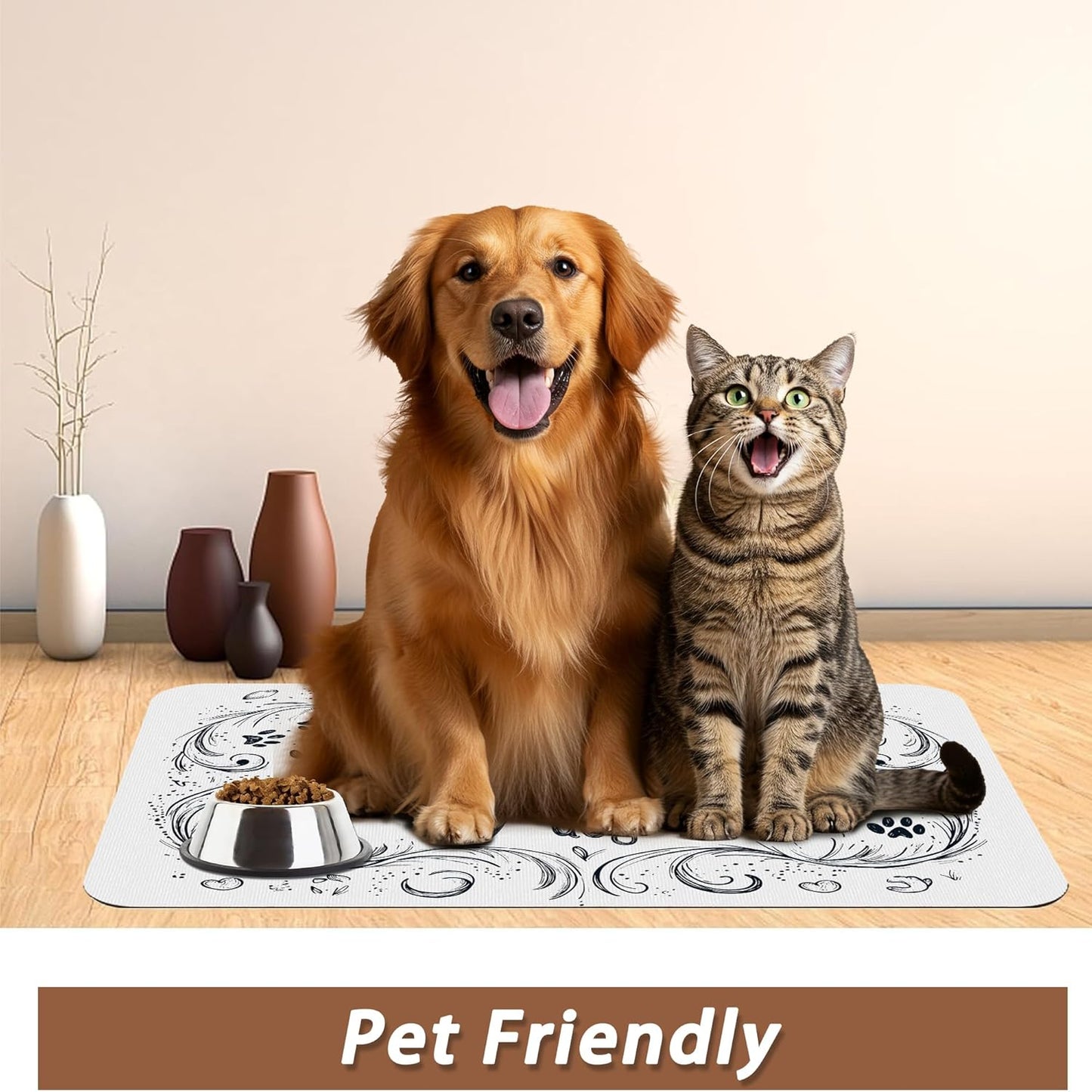 Home is Where My Dog is Dog Food Mat for Floors,Absorbent Quick-Dry Pet Feeding Mat,Cat Dog Bowl Mats for Food and Water,Non-Slip Pet Accessories Supplies 12"x20"