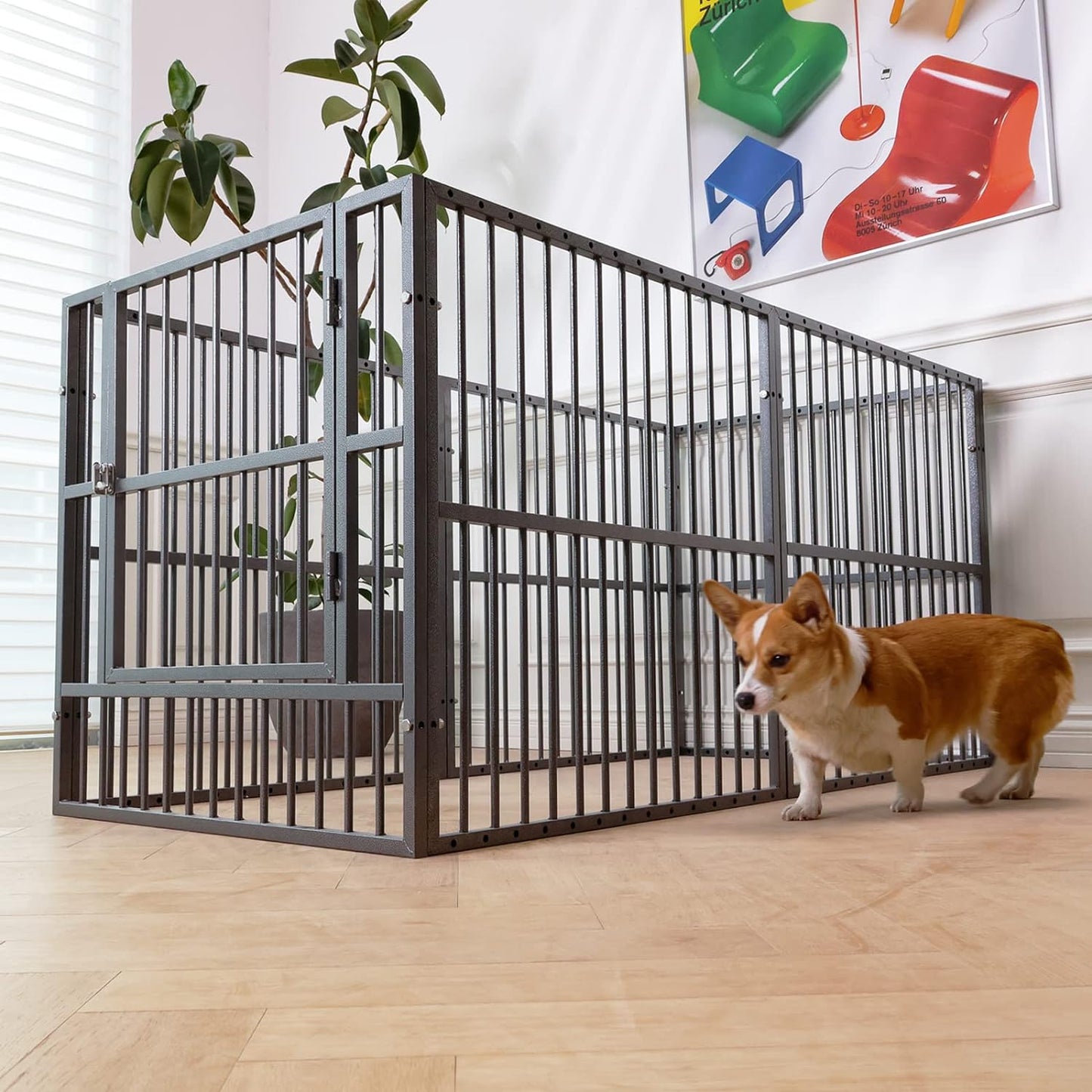 Dog Playpen - 32" Height Dog Pen, Heavy Duty Puppy Pen with Door, Safe & Sturdy, Easy Assemble for Indoor/Outdoor Pet Playpen