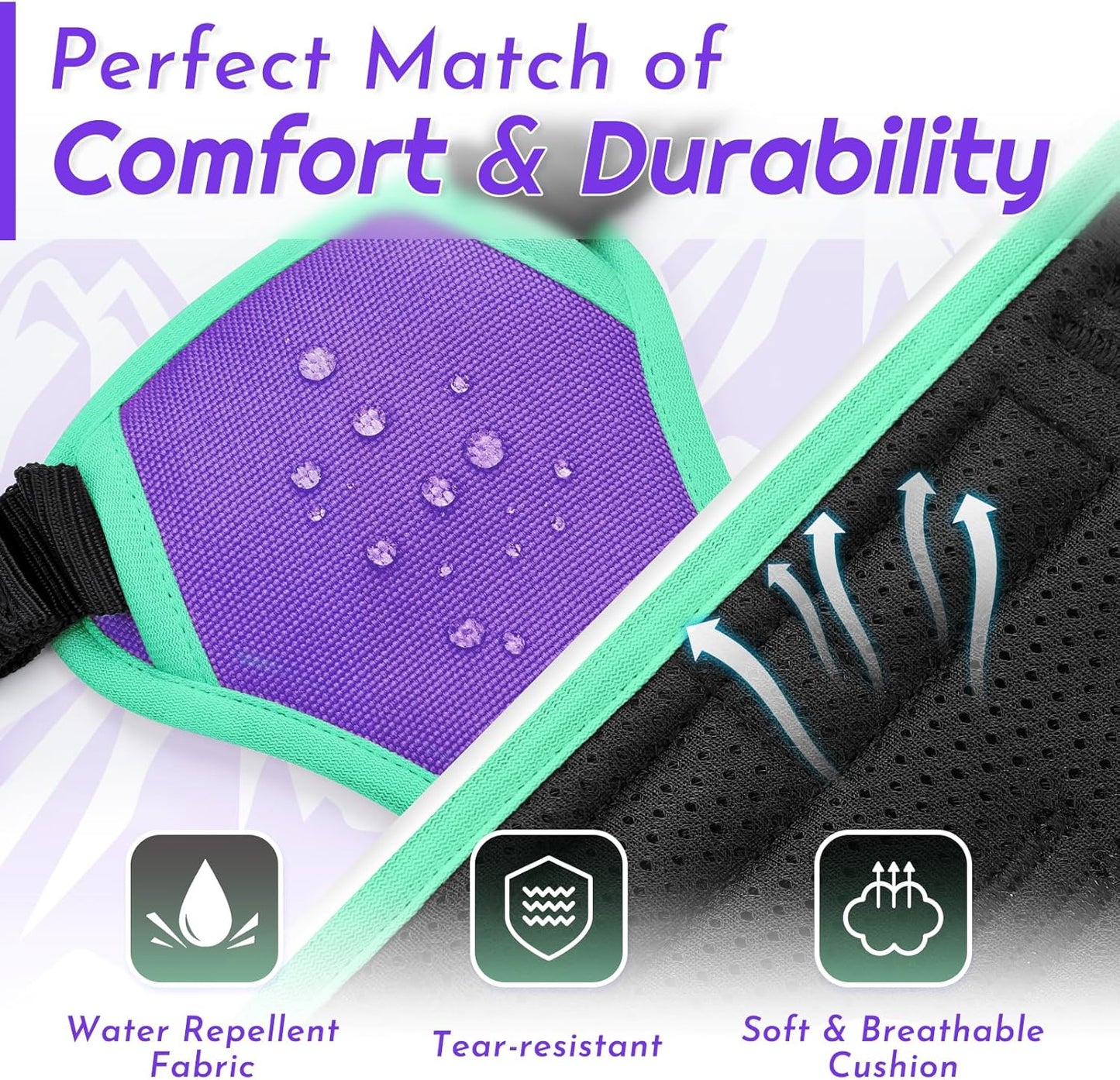 Eagloo Dog Harness for Large Dogs, No Pull Service Vest with Reflective Strips and Control Handle, Adjustable and Comfortable for Walking, No Choke Pet Harness with 2 Metal Rings, Purple & Green, XL