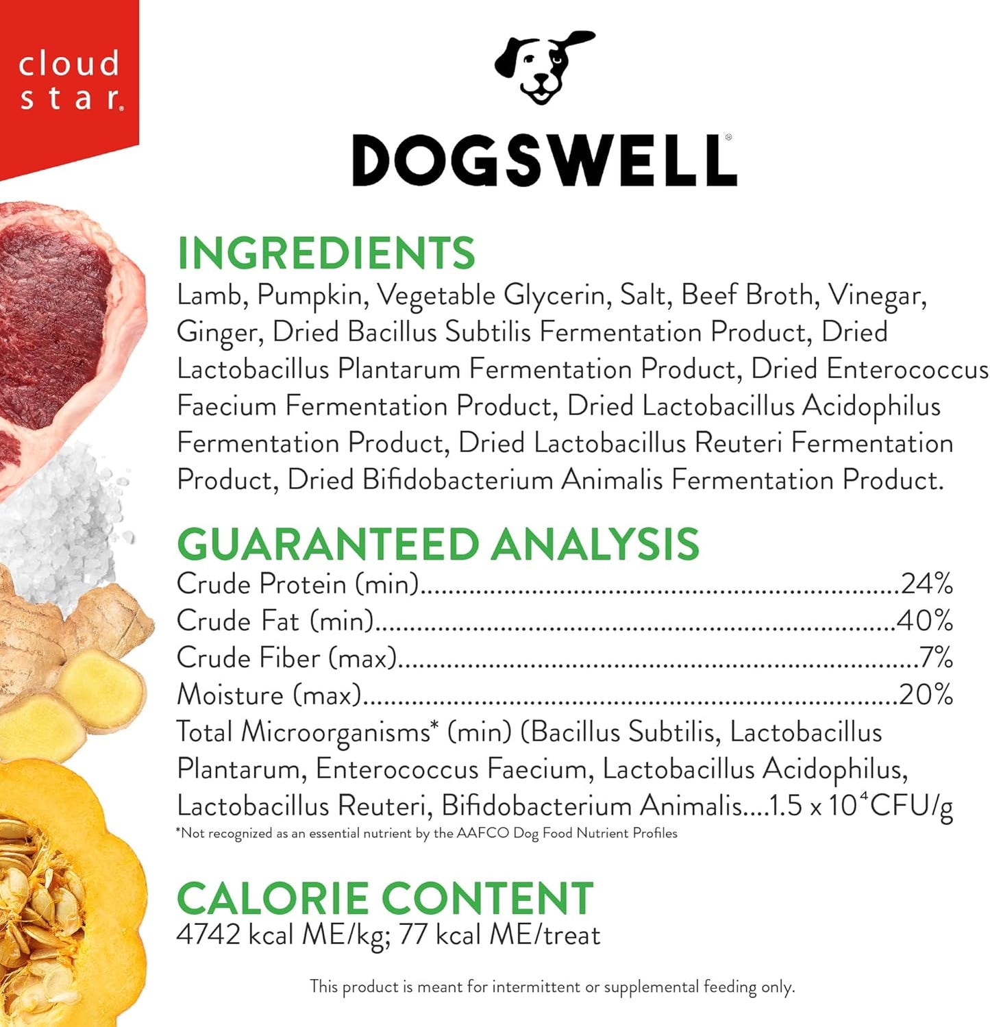DOGSWELL Gut Health Meaty Jerky Dog Treats, Lamb, 10 oz. Pouch