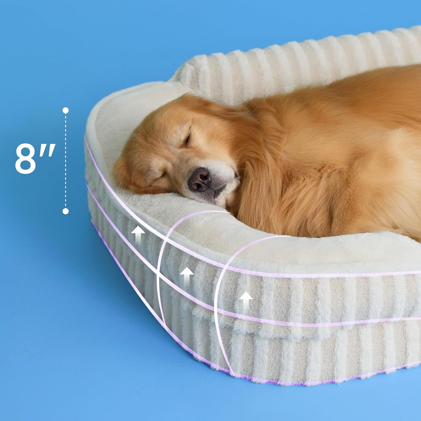 LE SURE Cute XL Dog Beds, Orthopedic Waterproof Dog Bed for Extra Large Dogs, High Back Non-Slip Bottom and Egg-Crate Foam Big Pet Couch Sofa with Washable Removable Cover, Beige