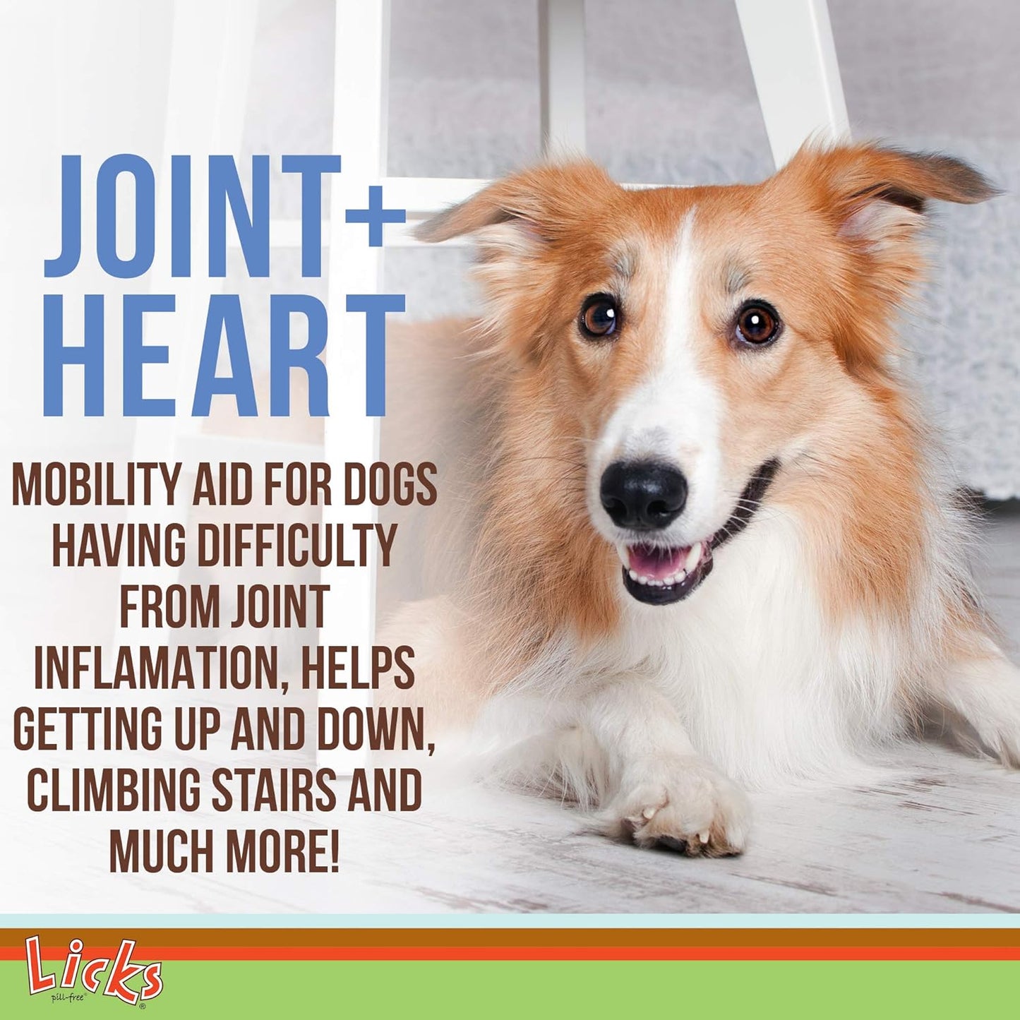 Licks Pill-Free Dog Joint and Heart - Glucosamine & Omega 3 Fish Oil Supplement for Dogs - Inflammation Supplements for Joint Support - Gel Packets - 10 Use