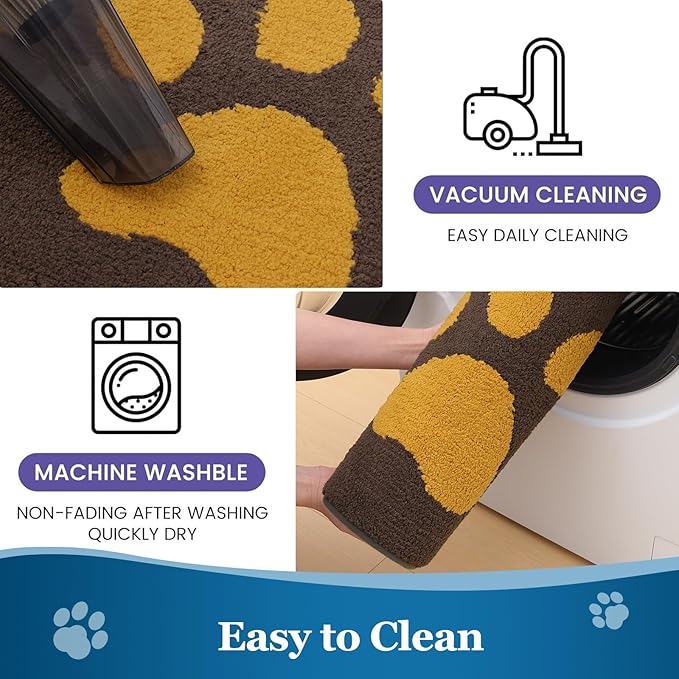 Buganda Dog Door Mat for Muddy Paws, Absorbent Dirt Trapper Washable Indoor Doormats, Non Slip Low-Profile Mud Mat for Dogs, Front Entrance Doormat for Inside Floor (48x30 Inches, Coffee)