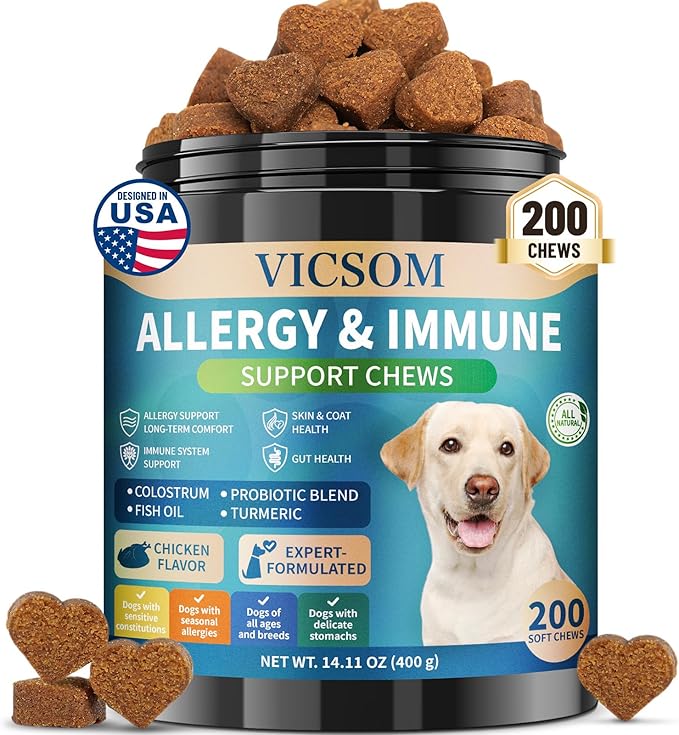 200 Natural Dog Allergy Relief Chews, Dog Itching Skin Relief & Immune Support Chews for Seasonal Allergies Dogs, Itch Relief for Dogs, Dog Allergy Paw & Skin Relief, Gut & Digestive Health